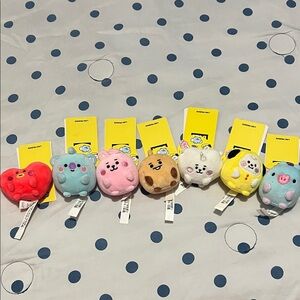Official Line Friends RJ BT21 Plush Koya, RJ, Shooky, Mang, Chimmy, Tata & Cooky